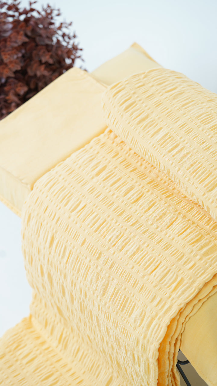Premium handloom stripe emboss Chennimalai King Size Bedspread - Cream