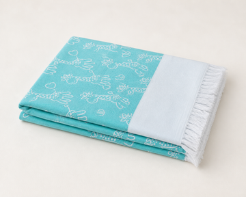 Animal Print Lovely Chennimalai Bedsheet - Light Blue — Folded catalogue view