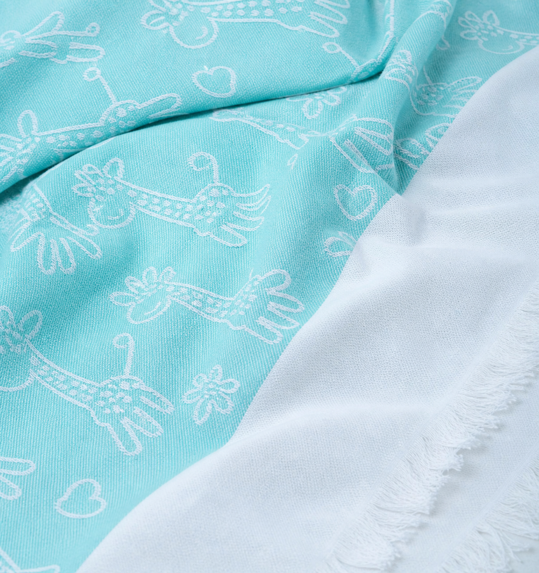 Animal Print Lovely Chennimalai Bedsheet - Light Blue — Fabric and pattern detail view