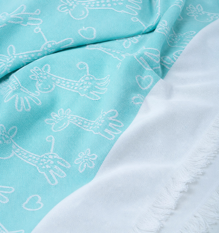 Animal Print Lovely Chennimalai Bedsheet - Light Blue — Fabric and pattern detail view