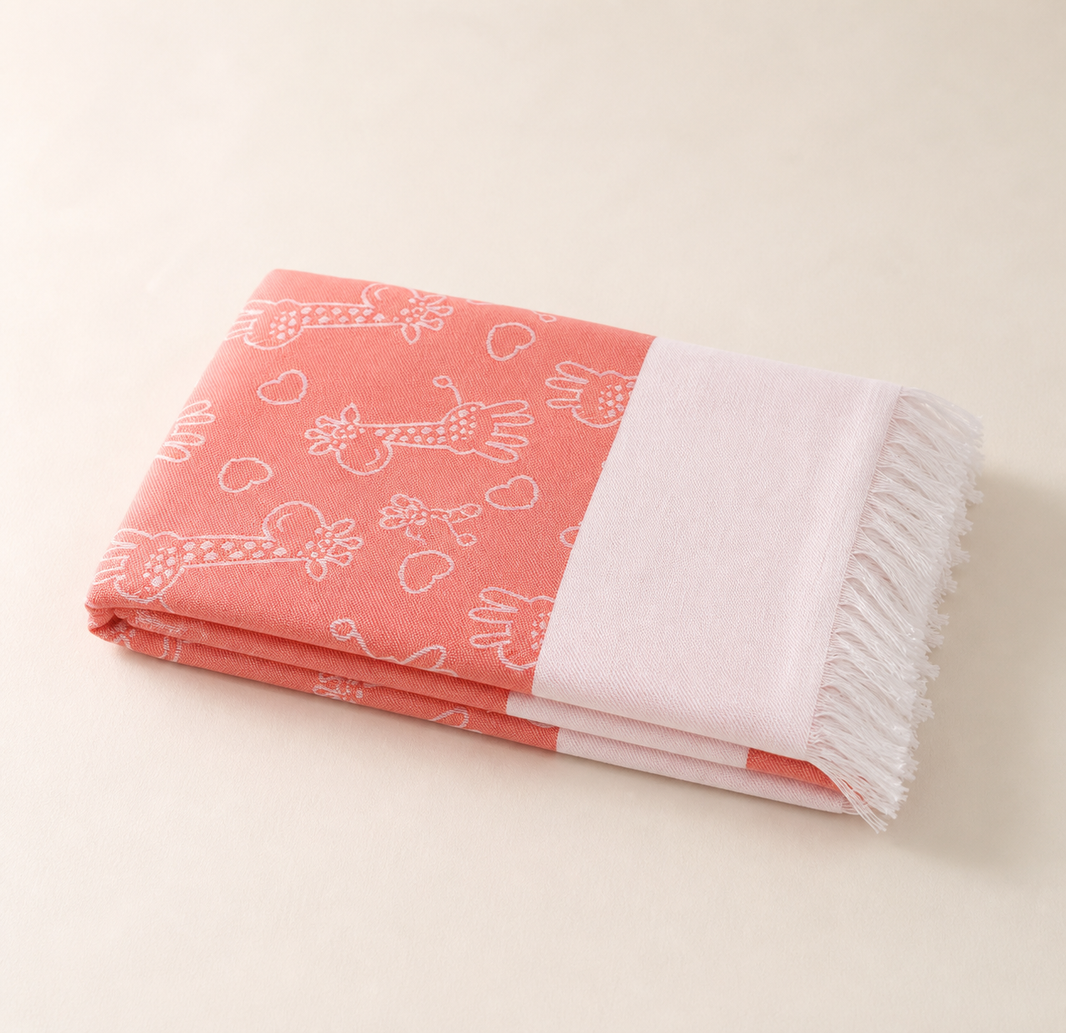 Animal Print Lovely Chennimalai Bedsheet - Peach — Folded catalogue view