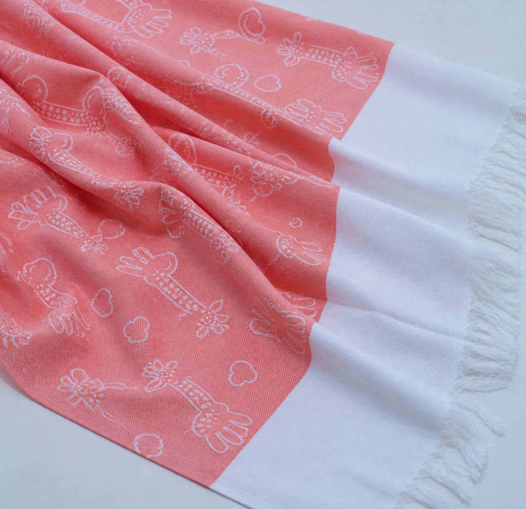 Animal Print Lovely Chennimalai Bedsheet - Peach — Fabric and pattern detail view