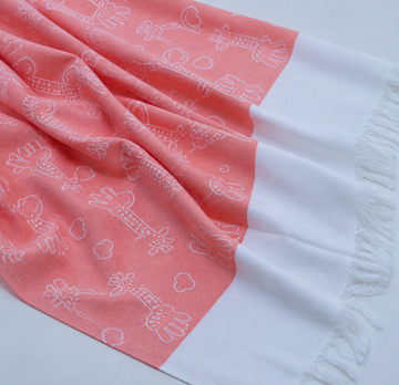 Animal Print Lovely Chennimalai Bedsheet - Peach — Fabric and pattern detail view