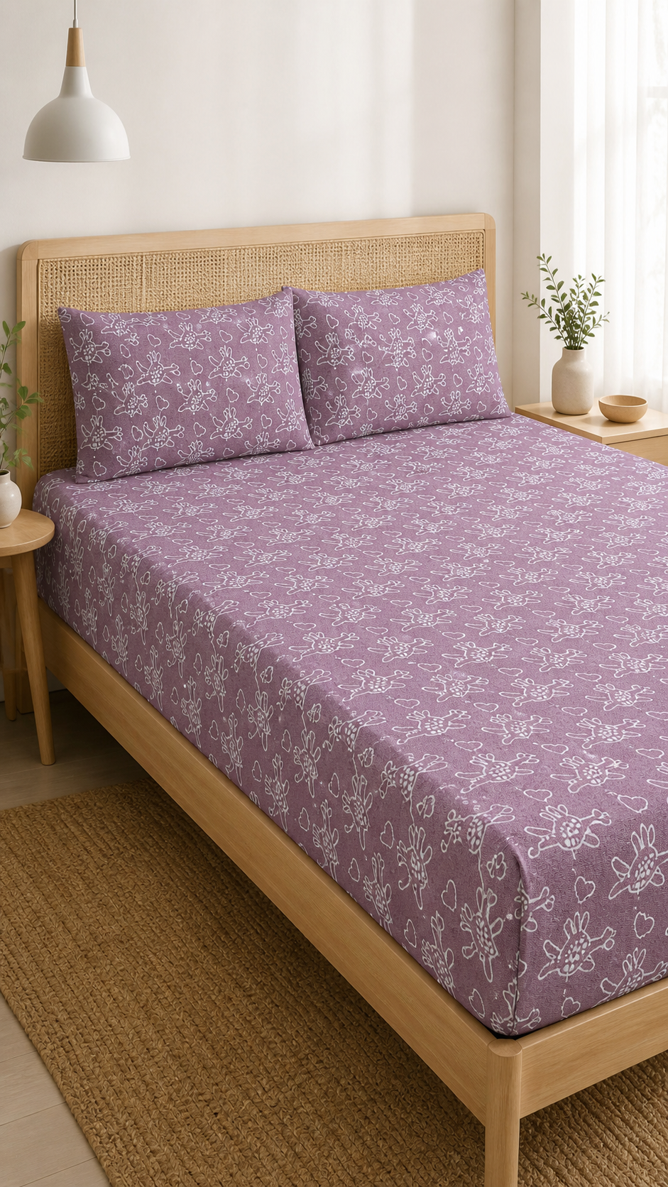 Animal Print Lovely Chennimalai Bedsheet - Vintage Rose — Bright-room styling view