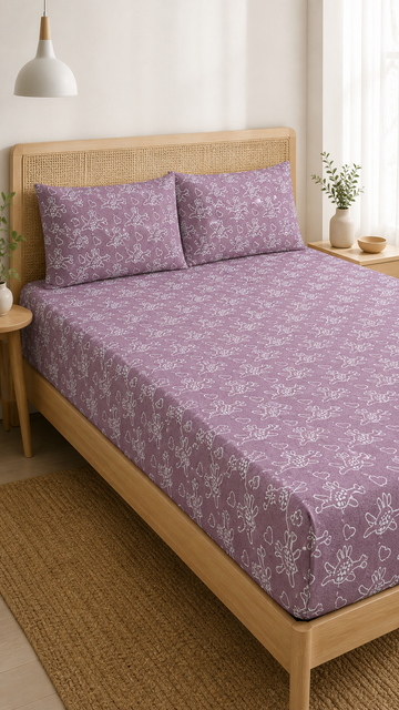 Animal Print Lovely Chennimalai Bedsheet - Vintage Rose — Bright-room styling view