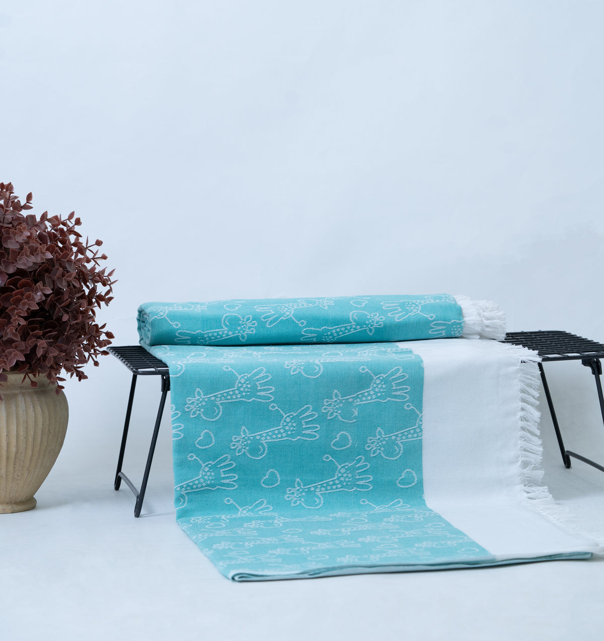Animal Print Lovely Chennimalai Bedsheet - Light Blue