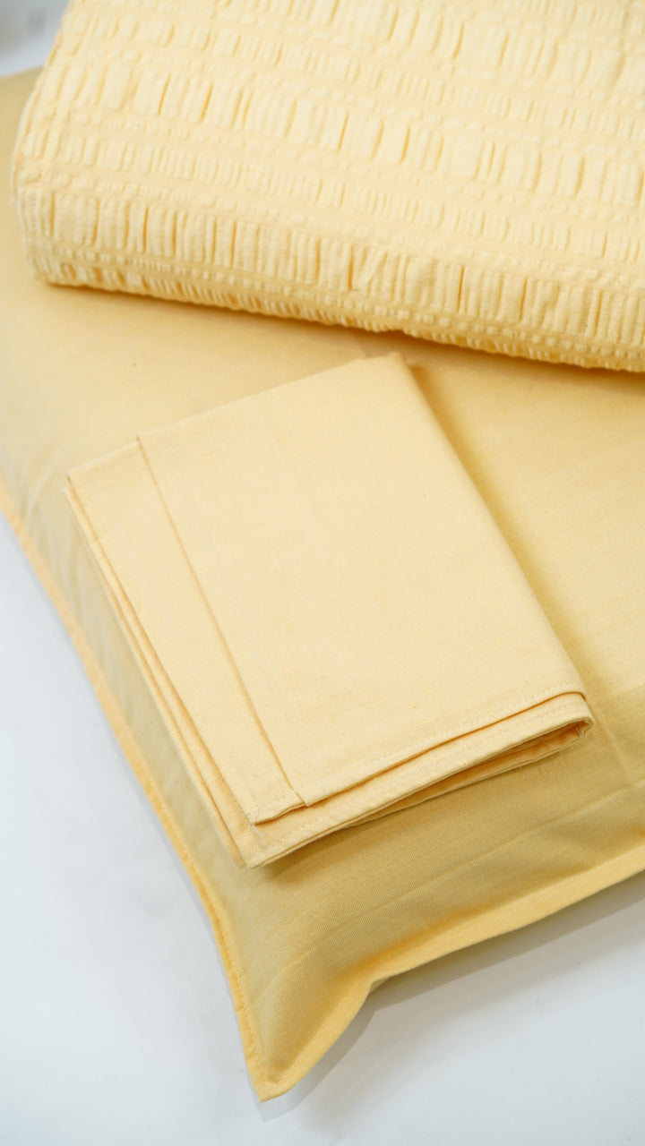 Premium handloom stripe emboss Chennimalai King Size Bedspread - Cream