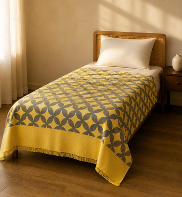 Blue Petal Lovely Chennimalai Bedsheet — Warm-room styling view