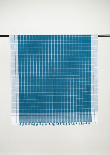 Chennimalai Handloom Soft Grid Weave Towel Teal