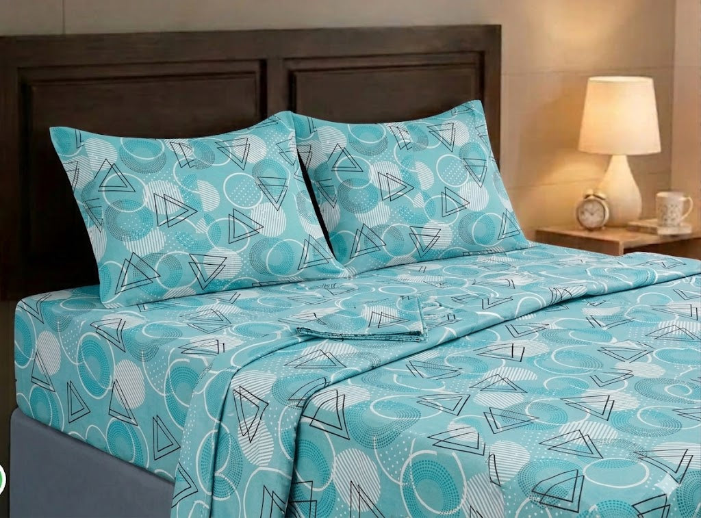 Premium Handloom Chennimalai Double Cot Bedspread Green Geometric Print