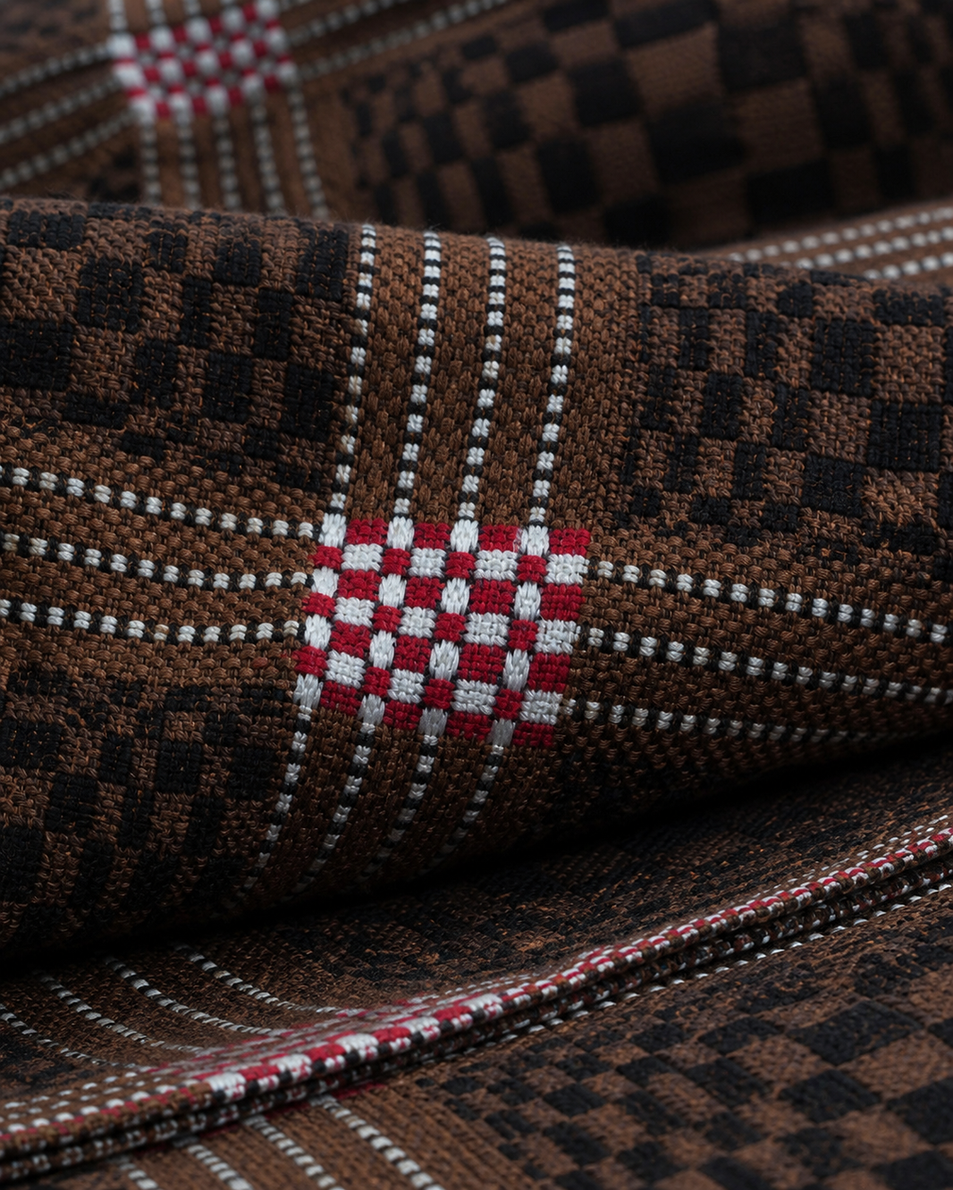 Brown Nadhiya Chennimalai Bedsheet — Fabric and pattern detail view