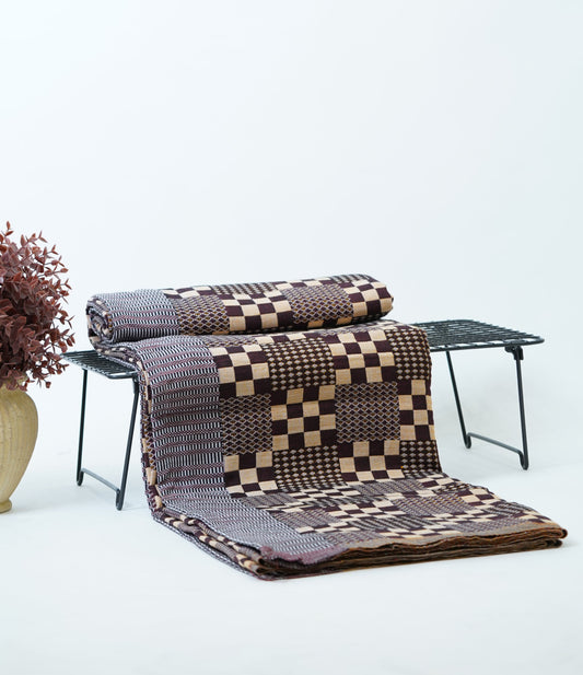 Premium Handloom Royal Checkmate Double Cot Chennimalai Bedsheet