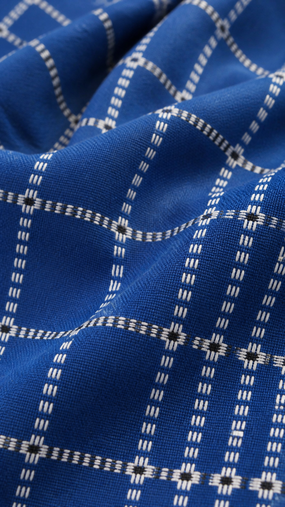 Button Star Chennimalai Bedsheet - Blue — Fabric and pattern detail view