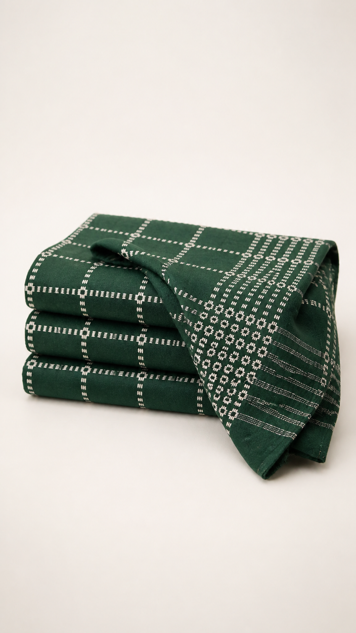 Button Star Chennimalai Bedsheet - Dark green — Folded catalogue view