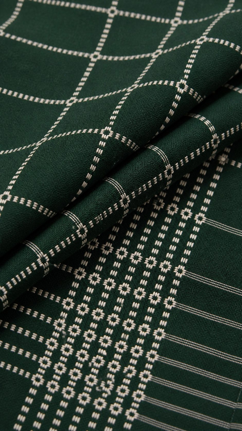 Button Star Chennimalai Bedsheet - Dark green — Fabric and pattern detail view