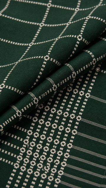 Button Star Chennimalai Bedsheet - Dark green — Fabric and pattern detail view