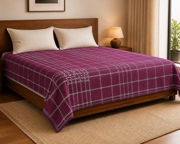Button Star Chennimalai Bedsheet - Maroon — Warm-room styling view