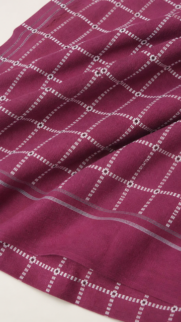 Button Star Chennimalai Bedsheet - Maroon — Fabric and pattern detail view