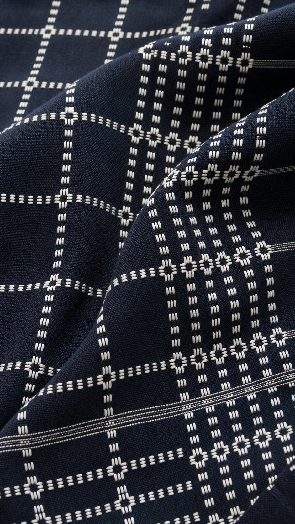 Button Star Chennimalai Bedsheet - Navy blue — Fabric and pattern detail view
