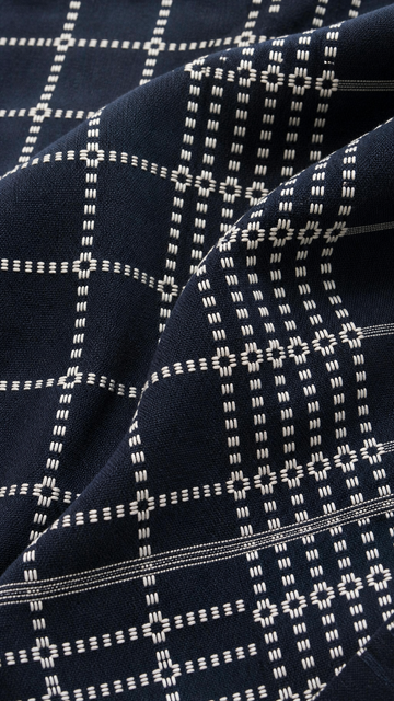 Button Star Chennimalai Bedsheet - Navy blue — Fabric and pattern detail view