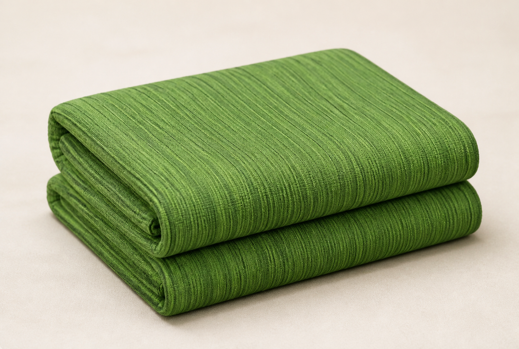 Chennimalai King Size Bedspread Green Textured — Folded catalogue view