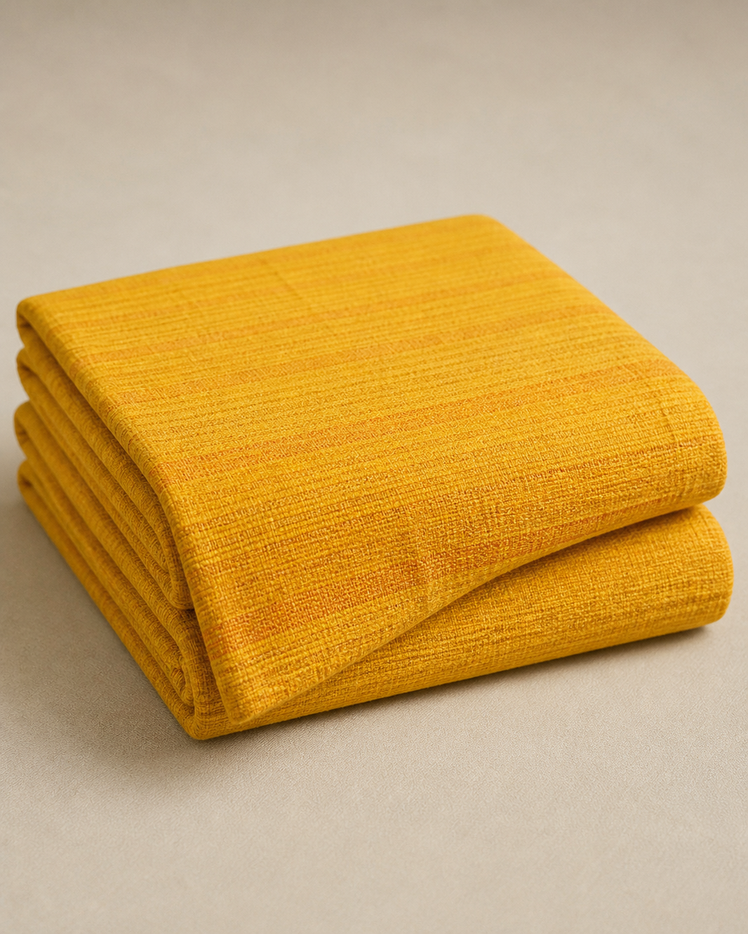 Chennimalai Single Cot Bedspread Mustard Yellow Textured — Folded catalogue view