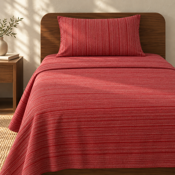 Chennimalai Single Cot Bedspread Rustic Rose Textured with matching pillow covers, square bedroom photograph