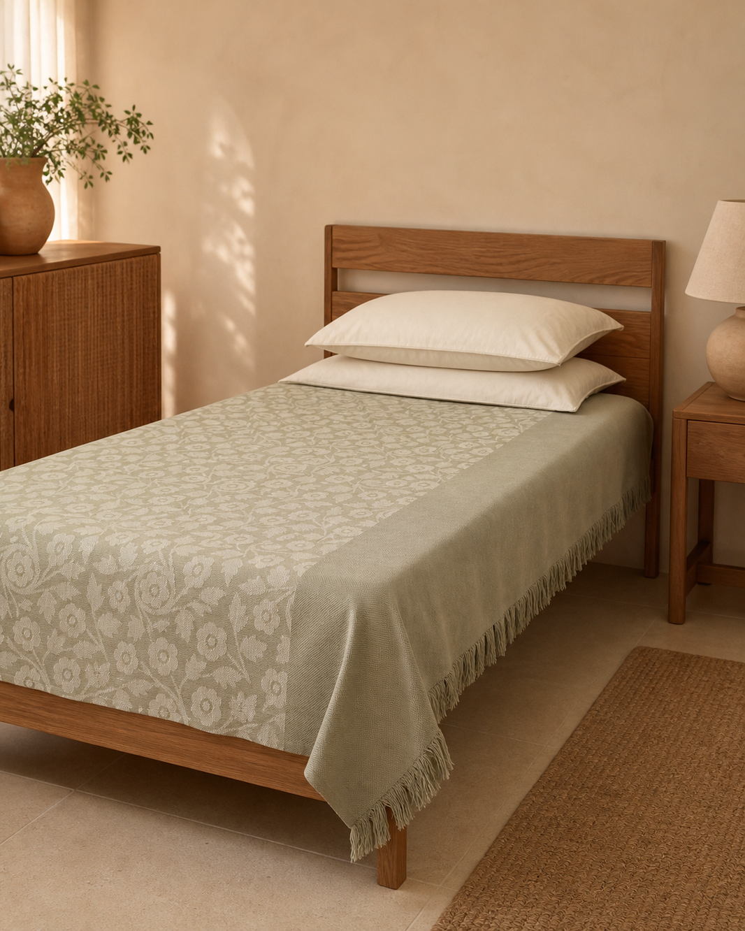 Classic Bloom Lovely Chennimalai Bedsheet — Warm-room styling view
