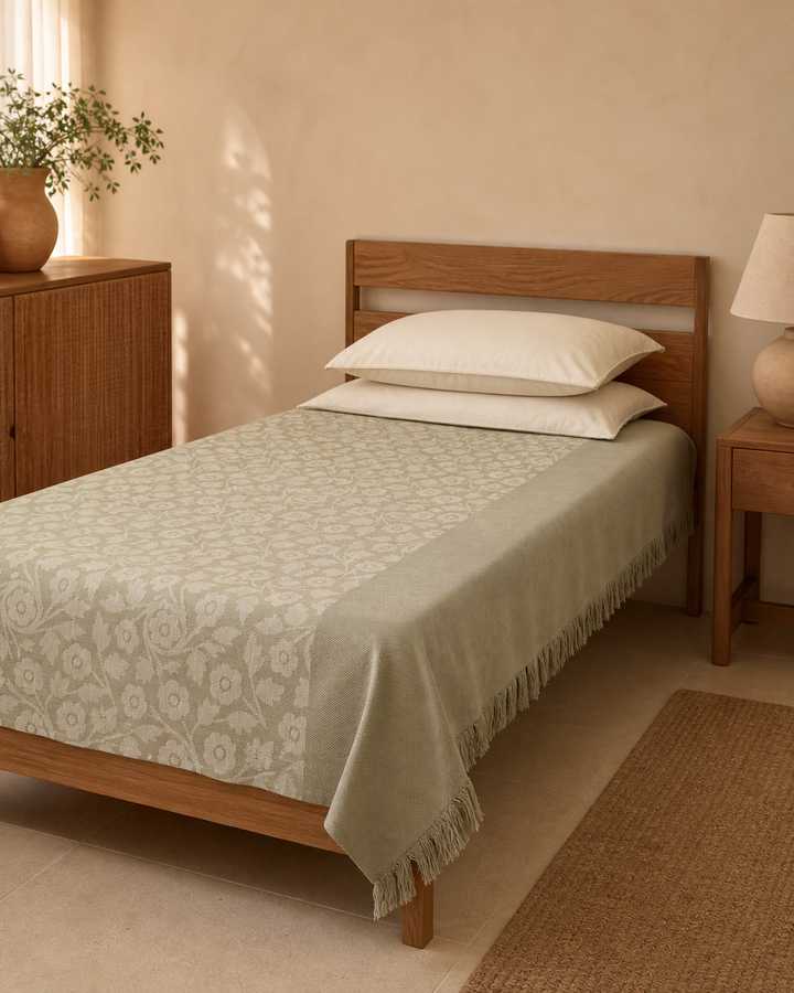 Classic Bloom Lovely Chennimalai Bedsheet — Warm-room styling view