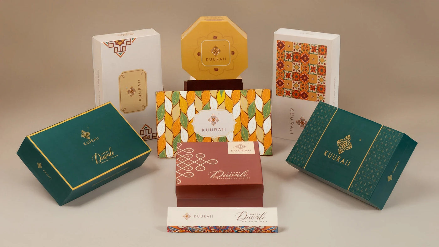 Collection of Kuuraii gift products and packaging on a beige background