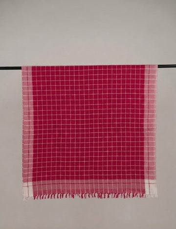 Chennimalai Handloom Soft Grid Weave Towel Rose