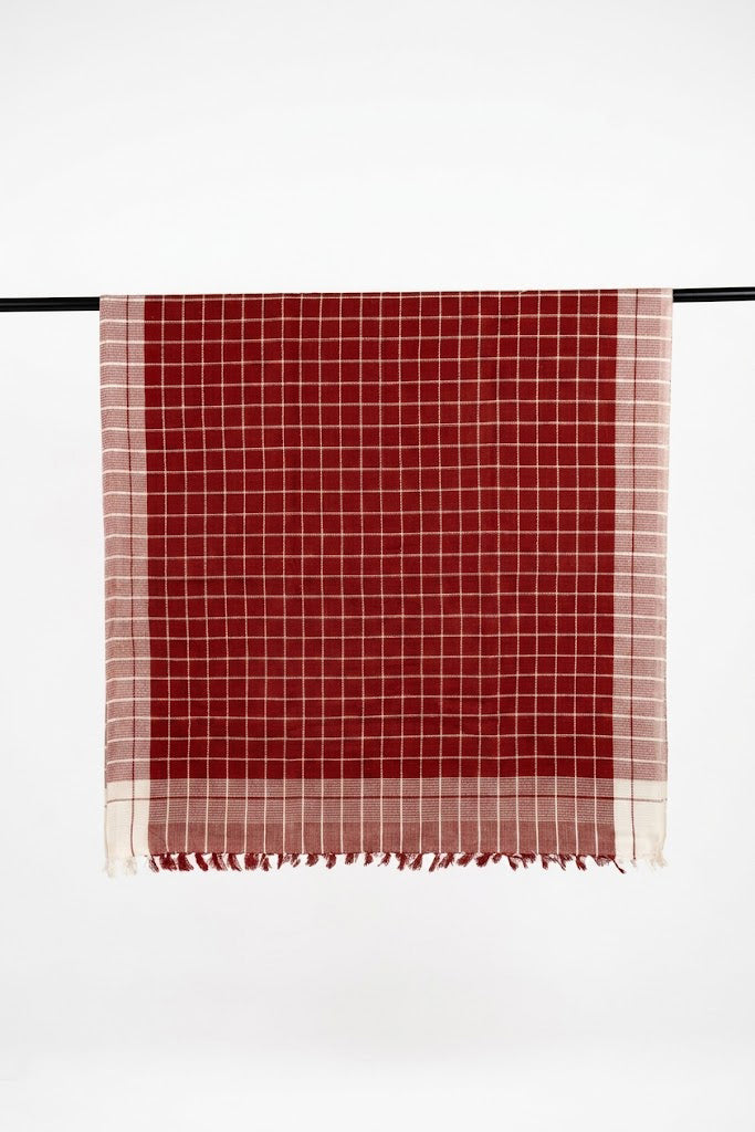 Chennimalai Soft Grid Weave Towel Red