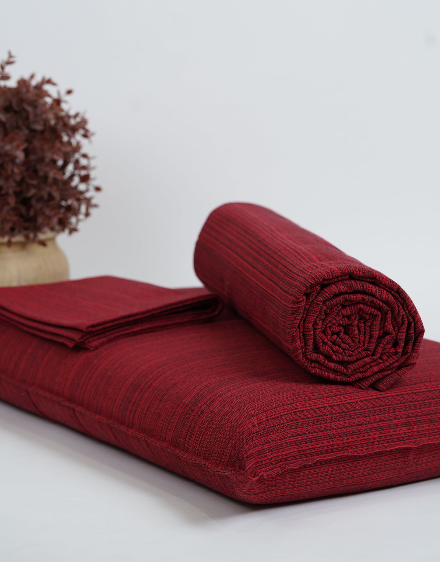 Chennimalai Double Cot Bedspread Maroon Textured