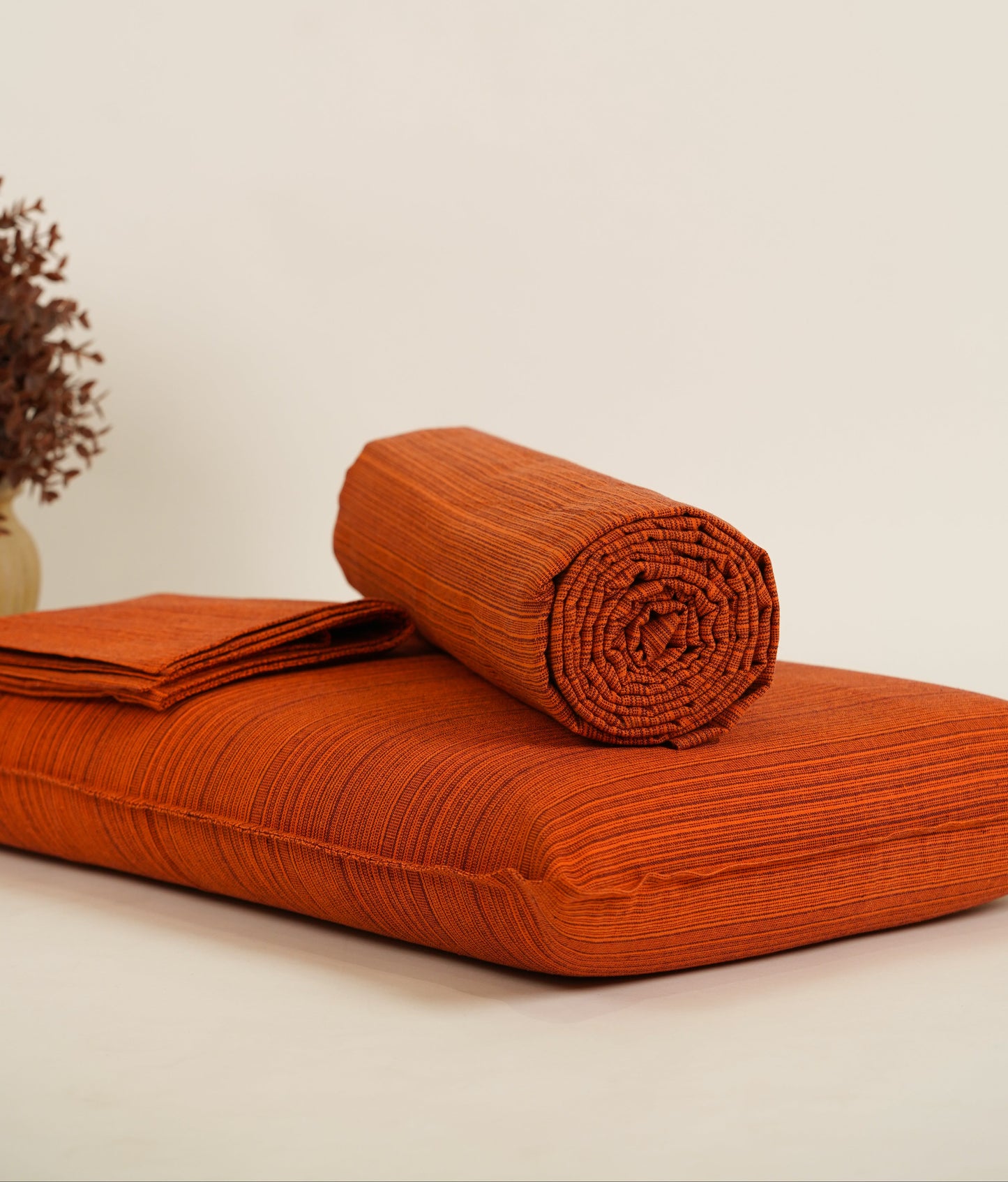 Chennimalai Double Cot Bedspread Rustic Orange Textured