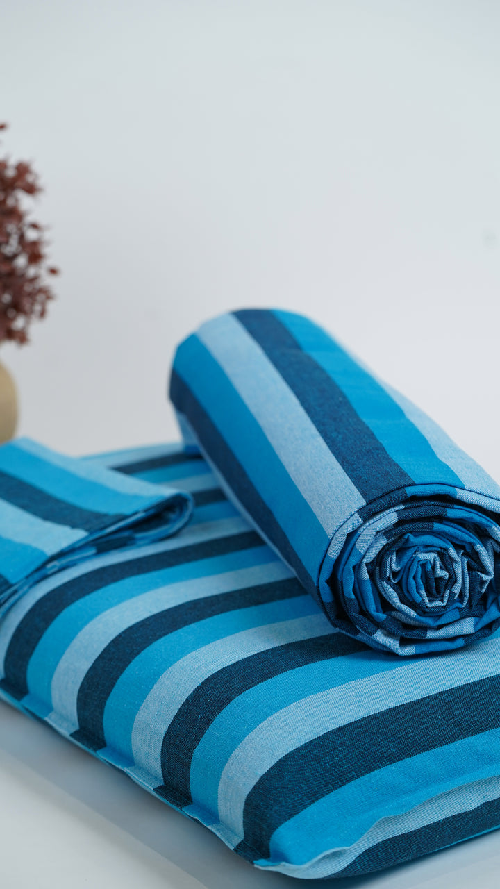 Chennimalai King Size Bedspread Ocean Blue Striped