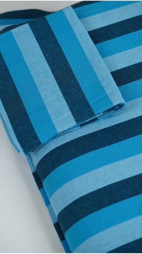 Chennimalai King Size Bedspread Ocean Blue Striped