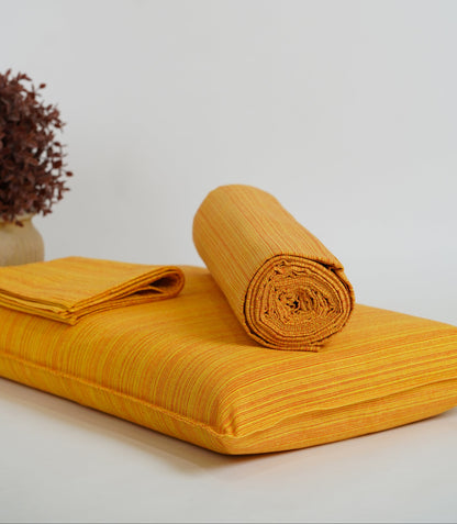 Chennimalai Double Cot Bedspread Mustard Yellow Textured