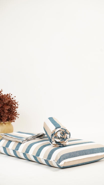 Chennimalai Double Cot Bedspread Soft Teal Stripe