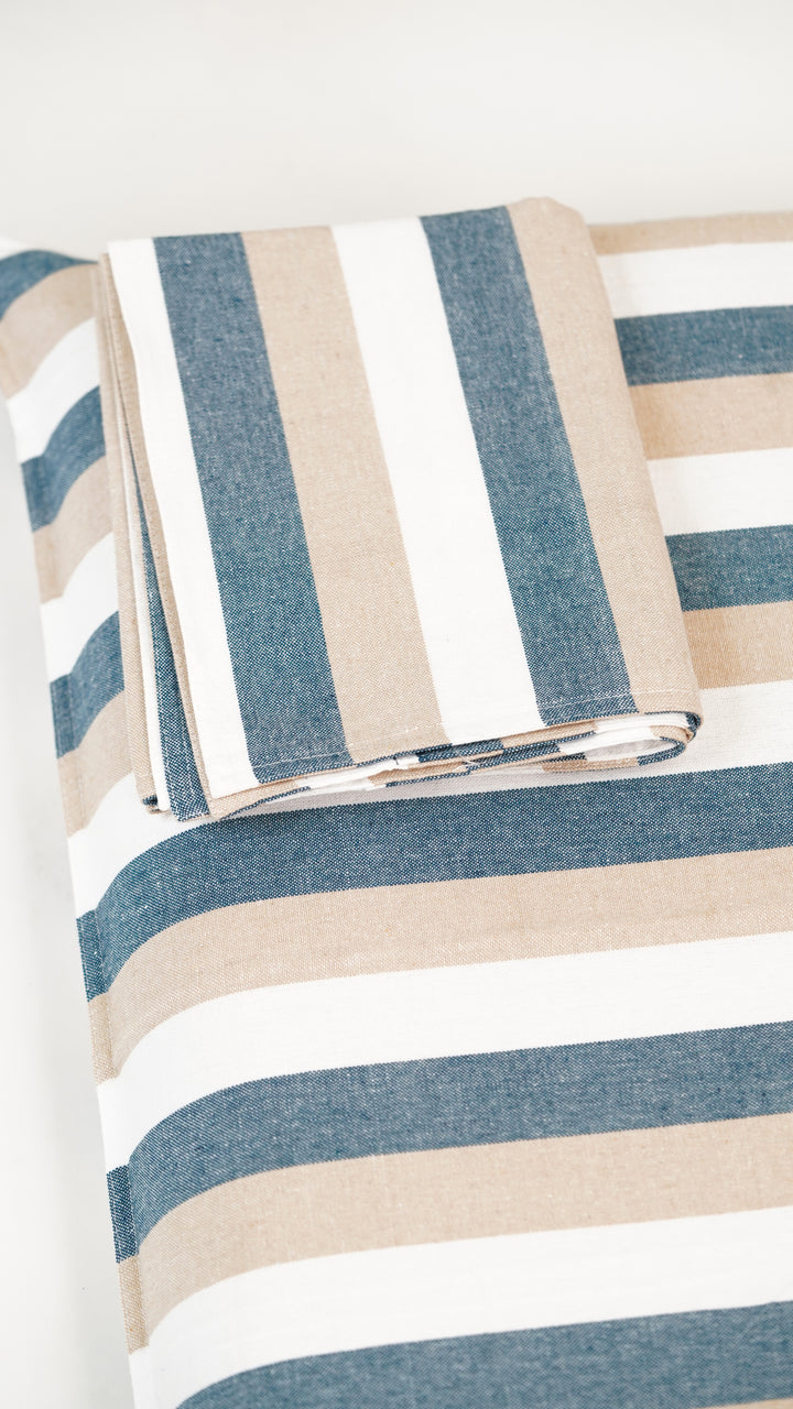 Chennimalai King Size Bedspread -Soft Teal Stripe