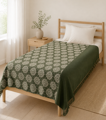 Evergreen Bloom Lovely Chennimalai Bedsheet — Bright-room styling view