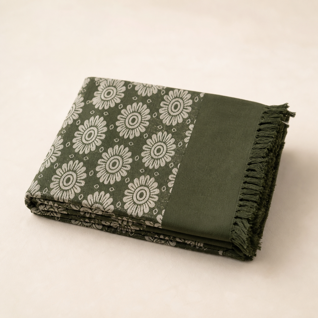 Evergreen Bloom Lovely Chennimalai Bedsheet — Folded catalogue view