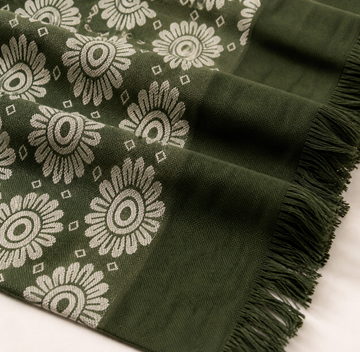 Evergreen Bloom Lovely Chennimalai Bedsheet — Fabric and pattern detail view