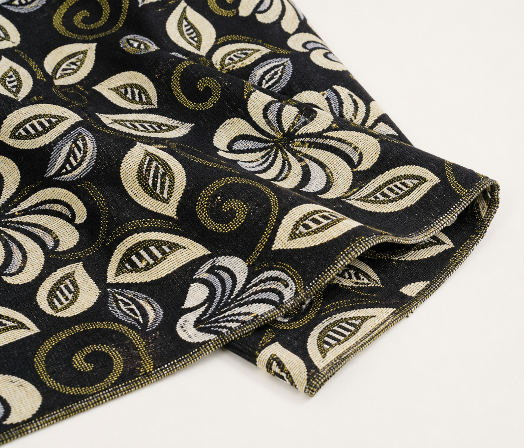 G. Raja Chennimalai Bed Sheet Ivory Vine Elegance — Fabric and pattern detail view