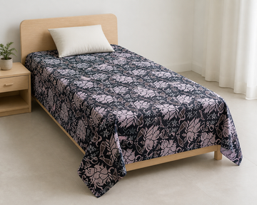 G. Raja Chennimalai Bedsheet Blue swan — Bright-room styling view