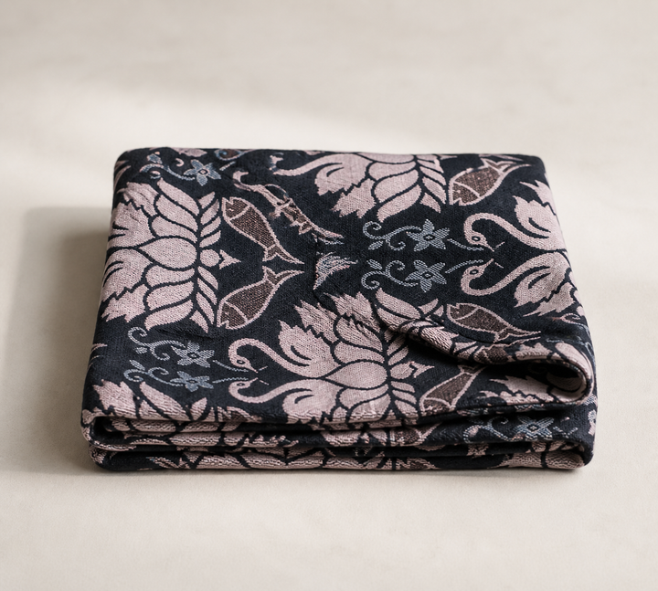 G. Raja Chennimalai Bedsheet Blue swan — Folded catalogue view