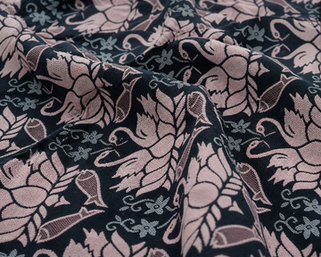 G. Raja Chennimalai Bedsheet Blue swan — Fabric and pattern detail view