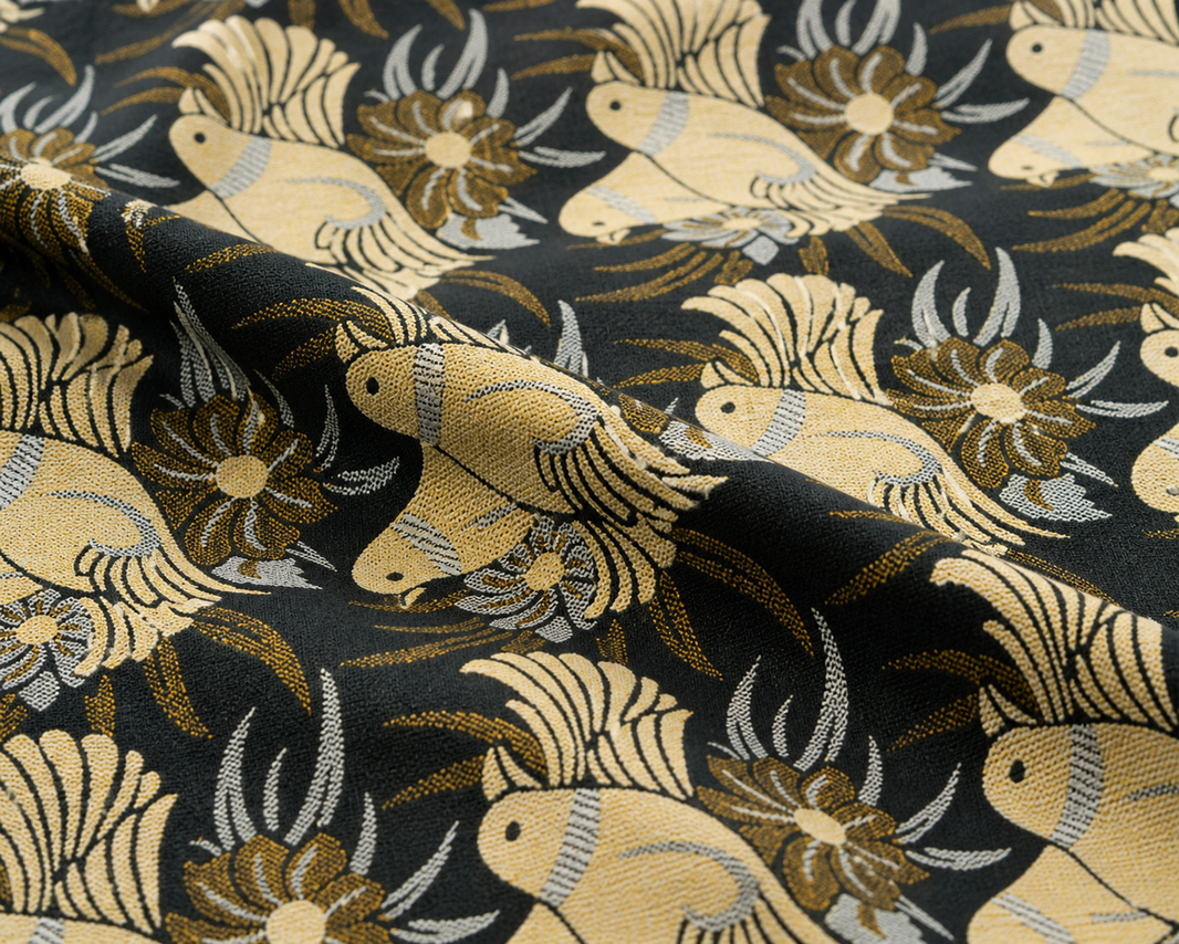 G. Raja Chennimalai Bedsheet Green Bird — Fabric and pattern detail view