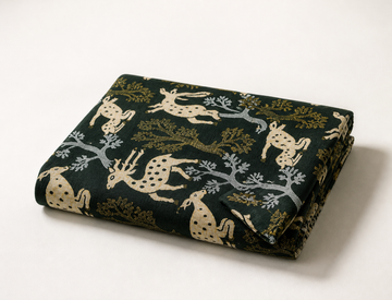 G. Raja Chennimalai Bedsheet Green Deer — Folded catalogue view