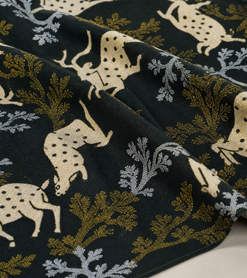 G. Raja Chennimalai Bedsheet Green Deer — Fabric and pattern detail view