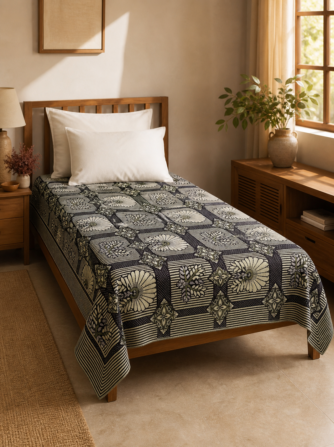 G. Raja Chennimalai Bedsheet Green Heritage
